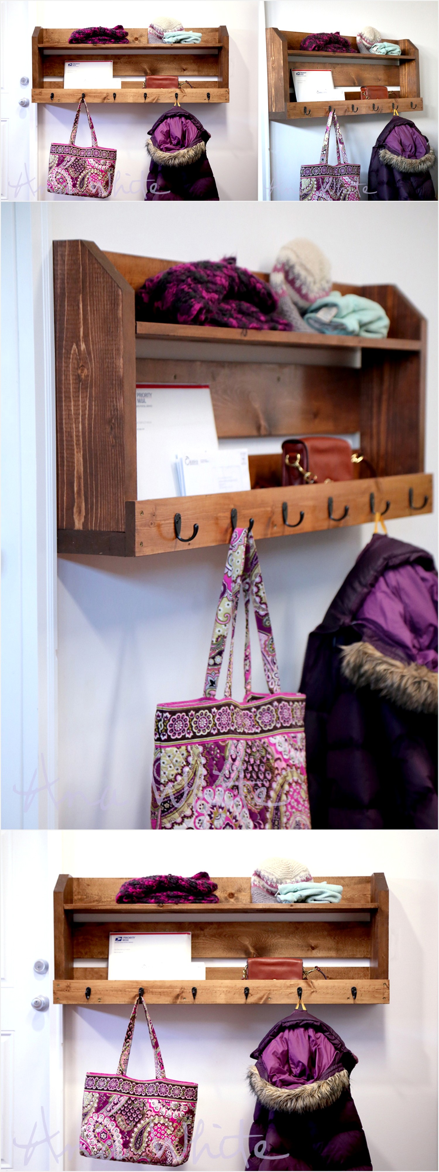 Small Pallet Inspired Coat Rack with Shelves