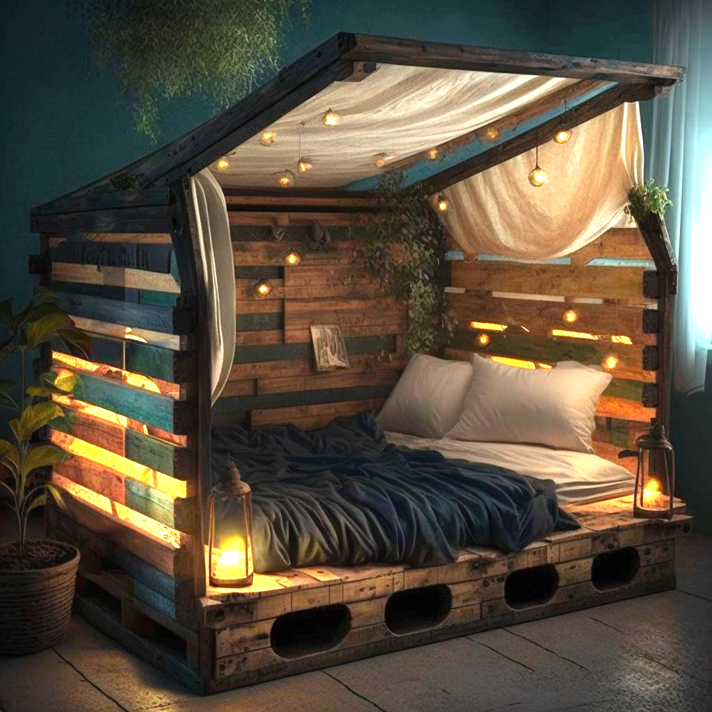 Create a Cozy and Stylish Bedroom with a Rustic Wood Pallet Bed ...